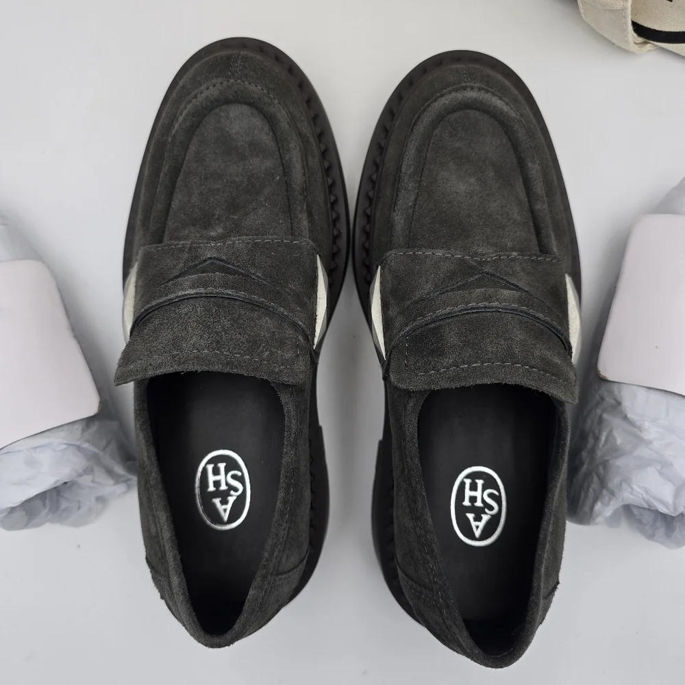 NIB Ash Medusa Suede Studded Platform Loafers, Bistro, EU 35/US 5, with dust bag - Picture 8 of 16